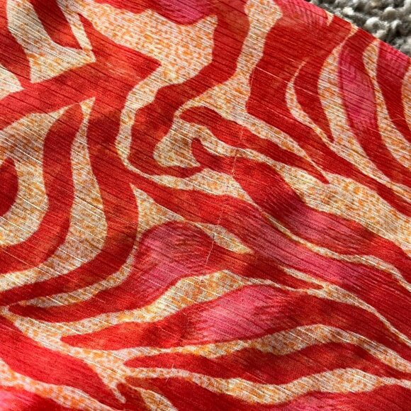 Vintage New Direction Orange Zebra Print Wmn SM Beaded Top Festival Boho Safari - Picture 7 of 8